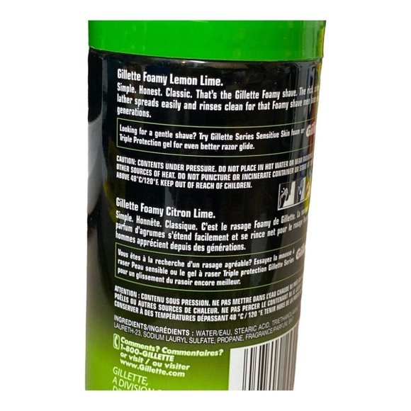 1 Gillette Comfort Glide Foamy Lemon Lime Shave Foam Shaving Cream Men’s - Picture 4 of 6